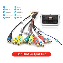 Podofo receptor estéreo do carro rádio rca saída fio aux-in adaptador cabo do carro linha para fora adaptador subwoofer microfone adaptador cabo