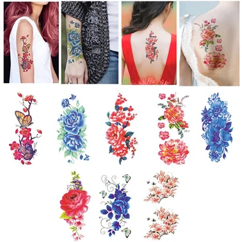 

1 PC Fashion Women Girl Temporary Tattoo Sticker Black Roses Design Full Flower Arm Body Art Big Large Fake Tattoo Sticker