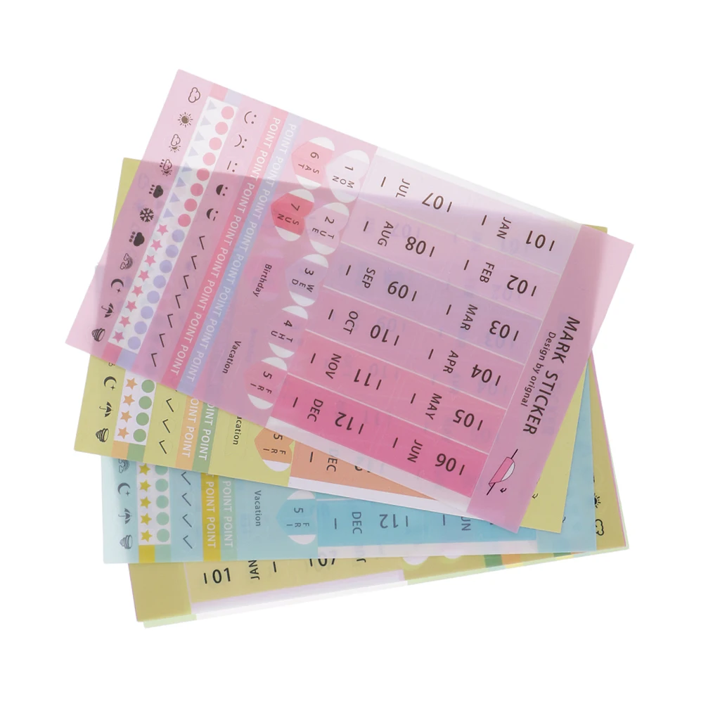 8-Sheet Mini DIY Paper PVC Monthly Calendar Index Tabs Reminder Stickers 8-Sheet Mini DIY Paper PVC Monthly Calendar Index Tabs Reminder Stickers
