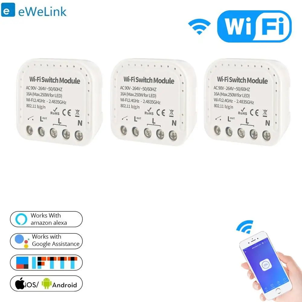 16A eWelink, Wifi, умный переключатель для умного дома, автоматизация, Wi-Fi модуль, поддержка внешнего переключателя, работа с Alexa Google Home