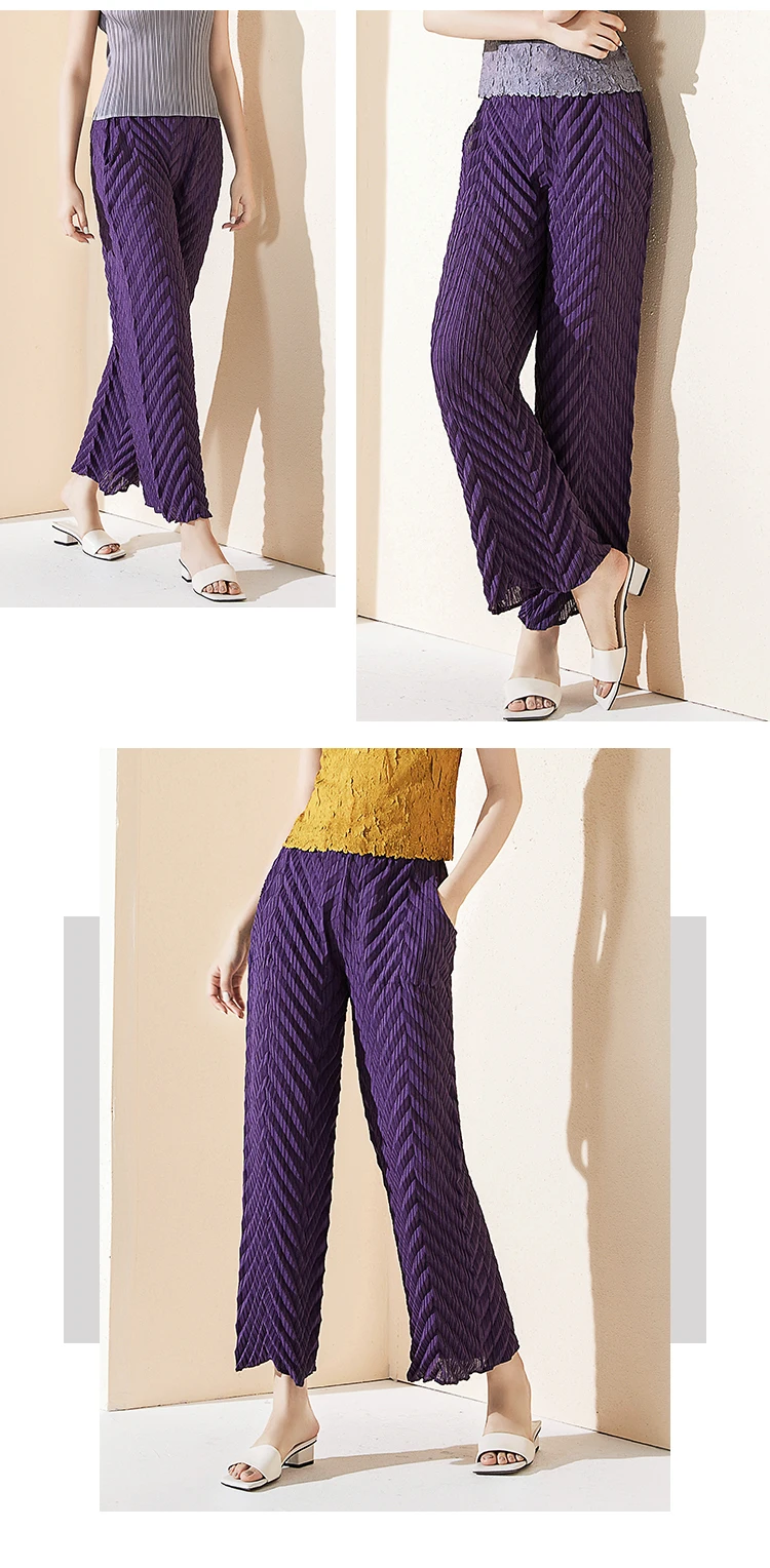 Горячая продажа miyake модные однотонные плиссированные прямые брюки lenghth брюки в наличии
