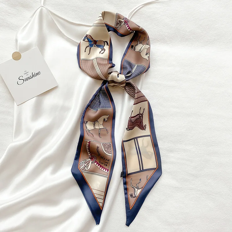 KOI LEAPING aesthetic Strawberry long silk scarf female multi-function decorative scarf headband tie wrist strap bag belt 6