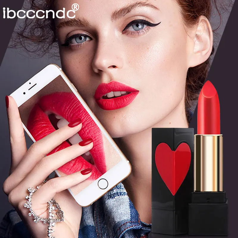 

5 Color New Matte Lipstick Nude Lips Batom Waterproof Long Lasting Lip Stick Heart Shape Design Professional Makeup Cosmetic