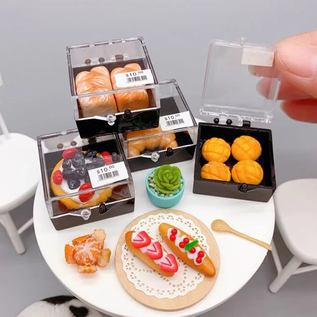 1/6 Scale Miniature Dollhouse Bread Cake Milk Simulation Mini Foods for  Barbies Doll Kitchen Pretend Play Baking Toys