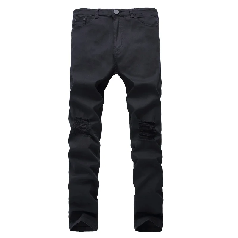 

Streetwear Men Biker Jeans Long Pants Trousers Destroyed Hole Slim Fit New Brand designer man's jeans high quality size 28-42