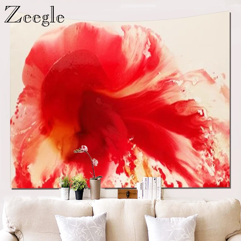Zeegle Printed Flower Large Wall Tapestry Cheap Hippie Wall Hanging Wall Tapestries Creative Wall Art Decor Picnic Mat Blanket