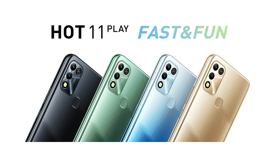 Global Version Infinix Hot 11 Play 6.82'' HD+ Display Smartphone 6000mAh Battery Helio G35 13MP AI Dual Rear Came Android 11 infinix hot new model