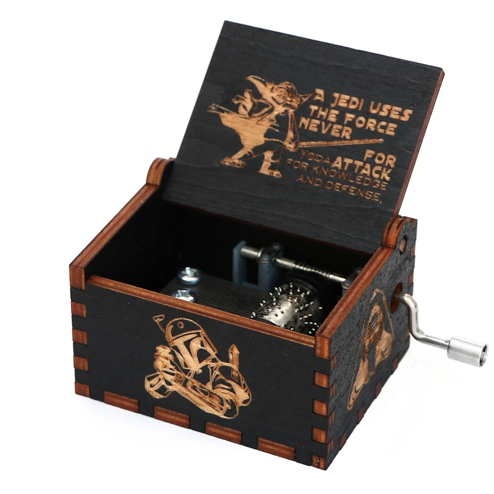 

Wooden Hand Cranked Music Box Cajas Mecanicas De Madera Music Box Star War Wood Musical Box For Christmas Birthday Gift
