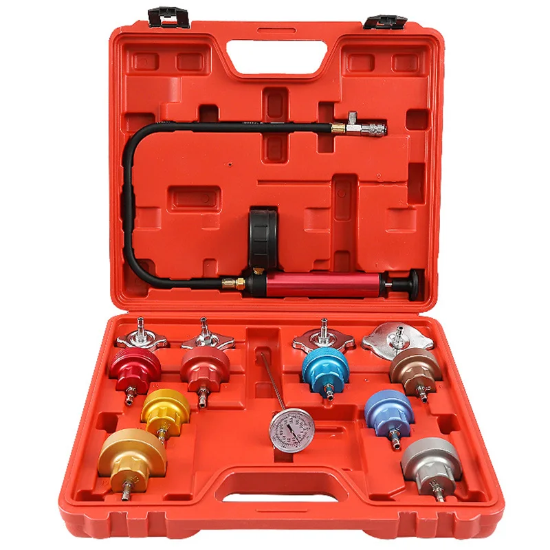 

14PCS Automotive Radiator Pressure Tester Kit Car Leak Detector Tool Auto Cooling System Coolant Vacuum Purge