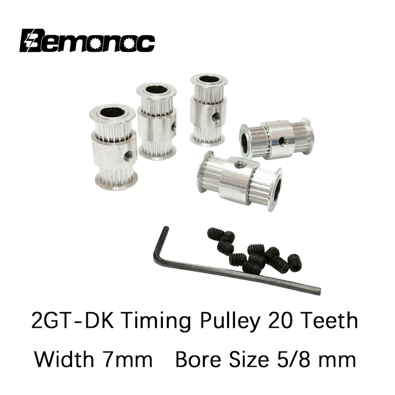 

Bemonoc 1p GT2-DK Timing Pulley 20 Tooth 2GT Bore 5/8mm Double Head Synchronous Wheels Gear Part For Width 7mm 3D Printers Parts