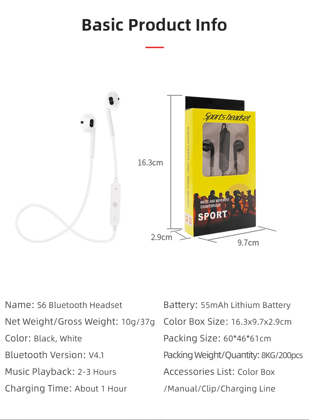 S6, беспроводные наушники Runnig, Bluetooth, спортивные наушники, гарнитура, мини, двойная, стерео, вкладыши, 4,1, универсальные, умные, для двух, для iPad 2 3
