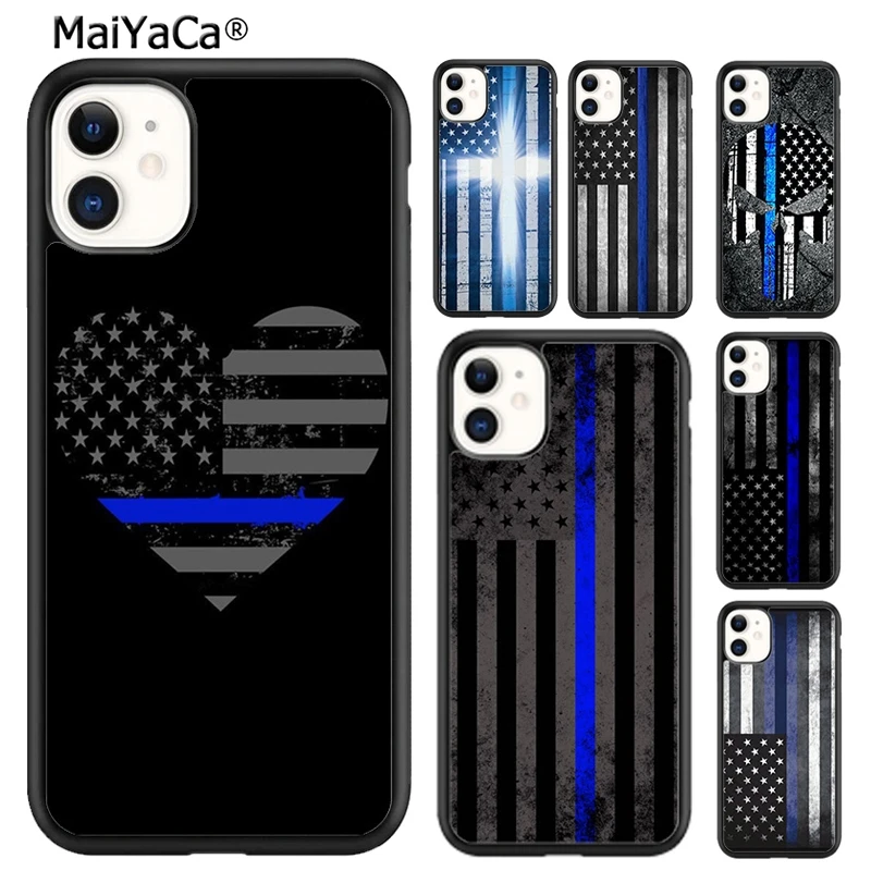 Custodia Per Telefono Maiyaca Thin Blue Line Per Iphone Se2020 15 14 6S 7 8 Plus Xr Xs 11 12 13 Pro Max Shell Cover Coque