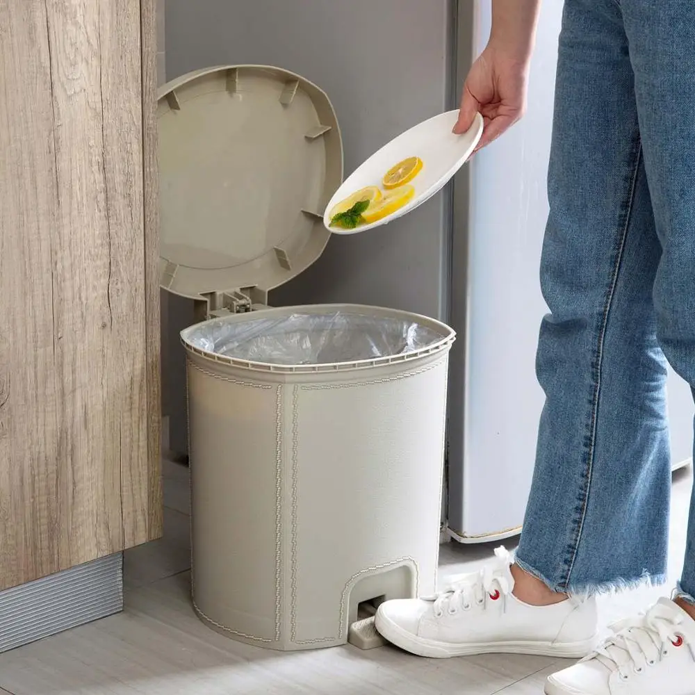 1PC Pedal Garbage Bin Living Room Flip Lid Sorting Waste Bins Household Bathroom Kitchen Trash Can with | Дом и сад