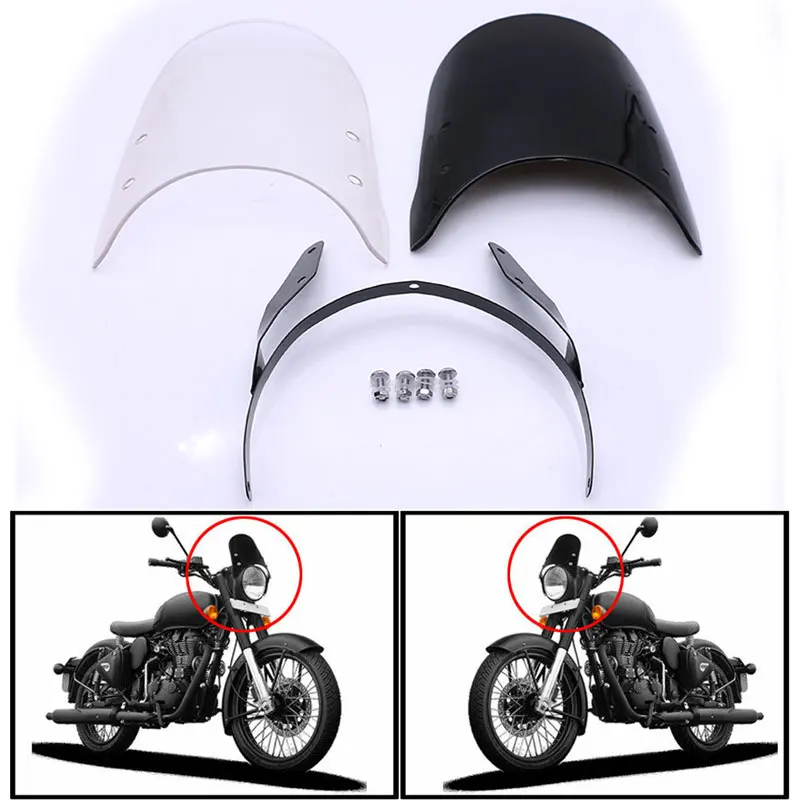 Nuoxintr Motorcycle Windshield Spoiler Airflow Wind Deflector Extension Spoiler Windscreen For Royal Enfield Classic 500CC