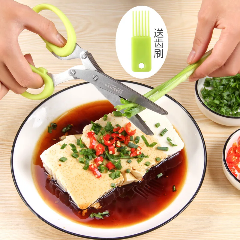 

Multi-functional Stainless Steel Kitchen Multilayer Scissors Chopped Green Onion Pepper Laver Broken Food Scissors Kelp Cut Shre