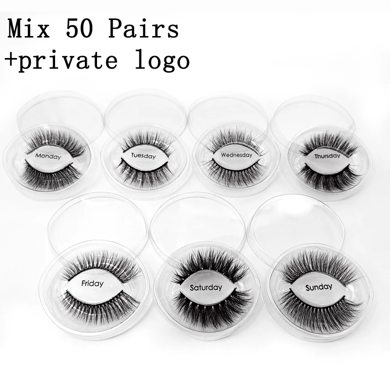 Mix50pairs WITH LOGO 20 Вт, 30 Вт, 40 пар ресниц оптом Ресницы cilios 3d ресницы серо-коричневого цвета, опт, набор, объемные норковые ресницы оптом накладные ресницы faux cils - Цвет: Mix50pairs WITH LOGO