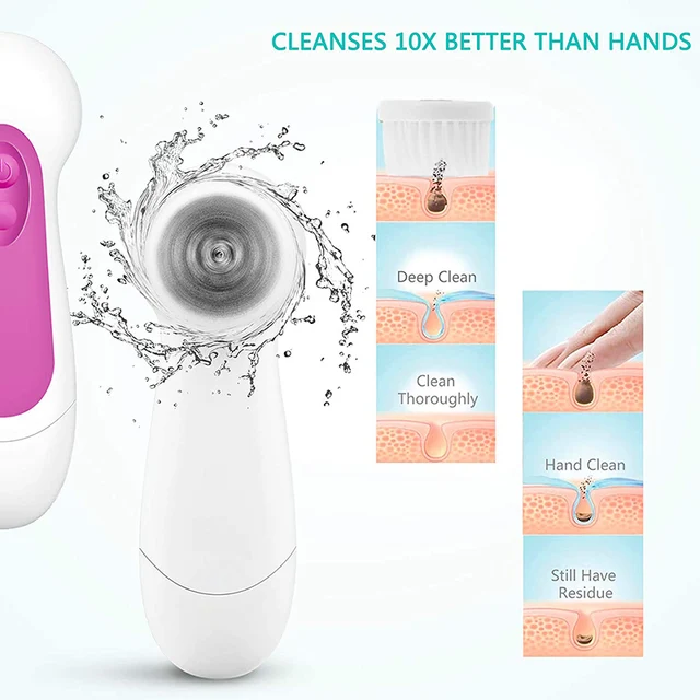 DARSONVAL 5 In1 Electric Face Cleansing Brush Silicone Rotating Facial Brushes Sonic Facial Blackhead Shock Massager Waterproof 2