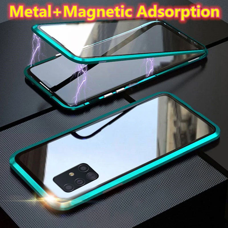 Magnetic adsorption Metal Case For Samsung Galaxy S8 S9 S10 S20 Plus Note 10 9 8 Glass Cover Ultra S10E Coque Fundas | Мобильные