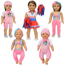 

17 Inch Doll Sport Wear and Hair Accessories Fit Baby Alive 43cm Newborn Zapf Nenuco 18 Inch Girl American Dolls Gym Clothes