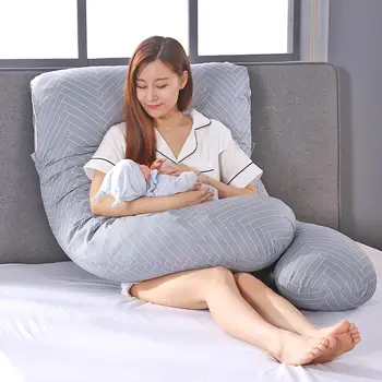 

U Shaped Pregnant Women Sleeping Support Pillow Striped Increase Pillow Width Pregnancy Side Sleeper Multifunctional Pillow