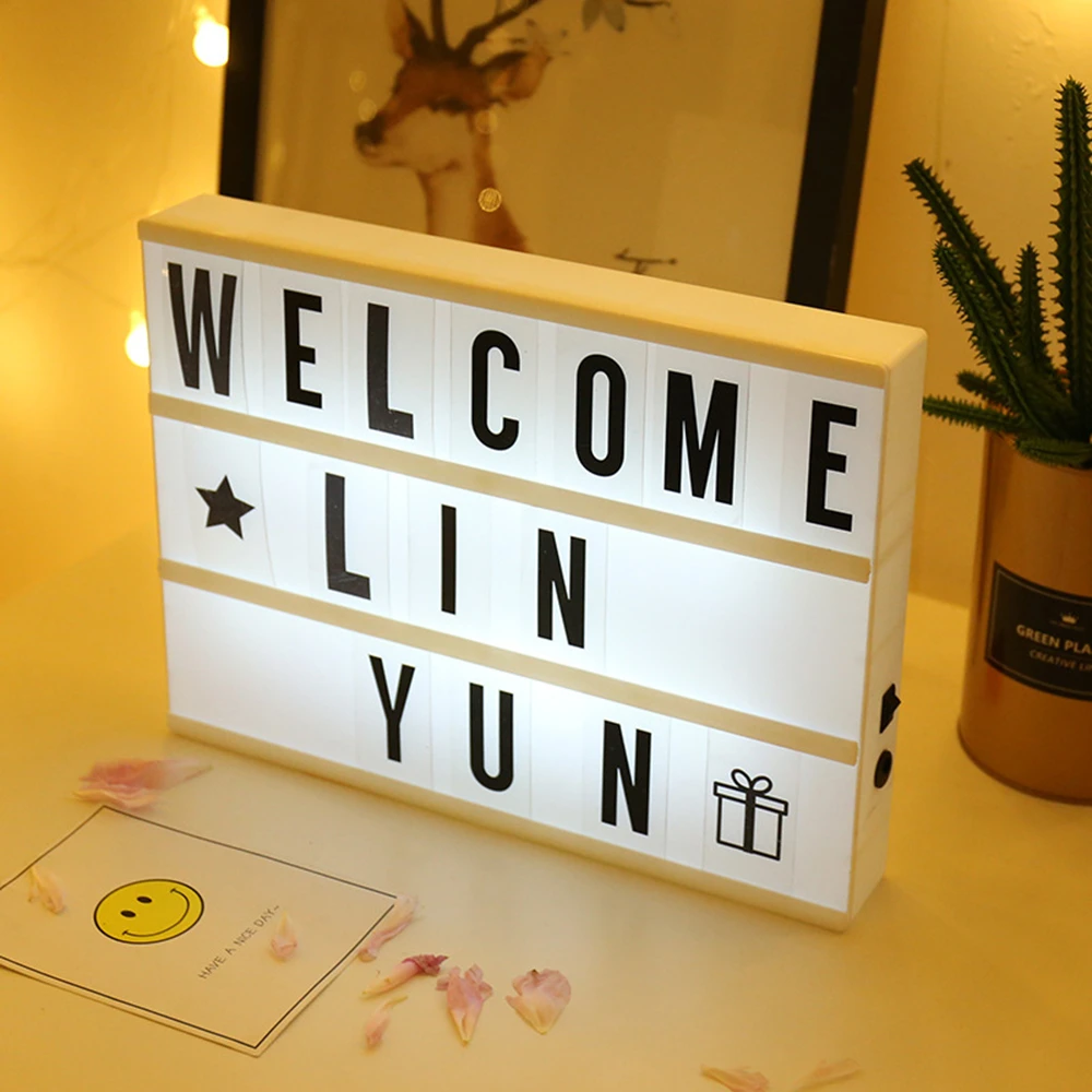cat night light A6 A5 A4 Size LED Combination Night Light Box Lamp DIY Black Letters Cards USB AA Battery Powered Message Board Cinema Lightbox night lamp for bedroom wall