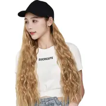 Женские длинные вьющиеся синтетические волосы с шляпой большая волна бейсбольная кепка парик моделирование парик шляпа