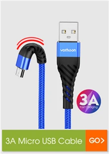 Магнитный usb-кабель Vothoon 3A для быстрой зарядки, кабель Micro USB type-C для iPhone 11Pro, samsung S10, Xiaomi 9se, магнитное usb-зарядное устройство