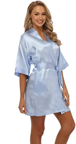 Women Sleepwear Sleepwear Pajamas Bride Robes Silk Robe Women Dress Plain Satin Robes Kimono Bathrobe Women's Simplicity Pajamas Wedding Party Short S-XXL