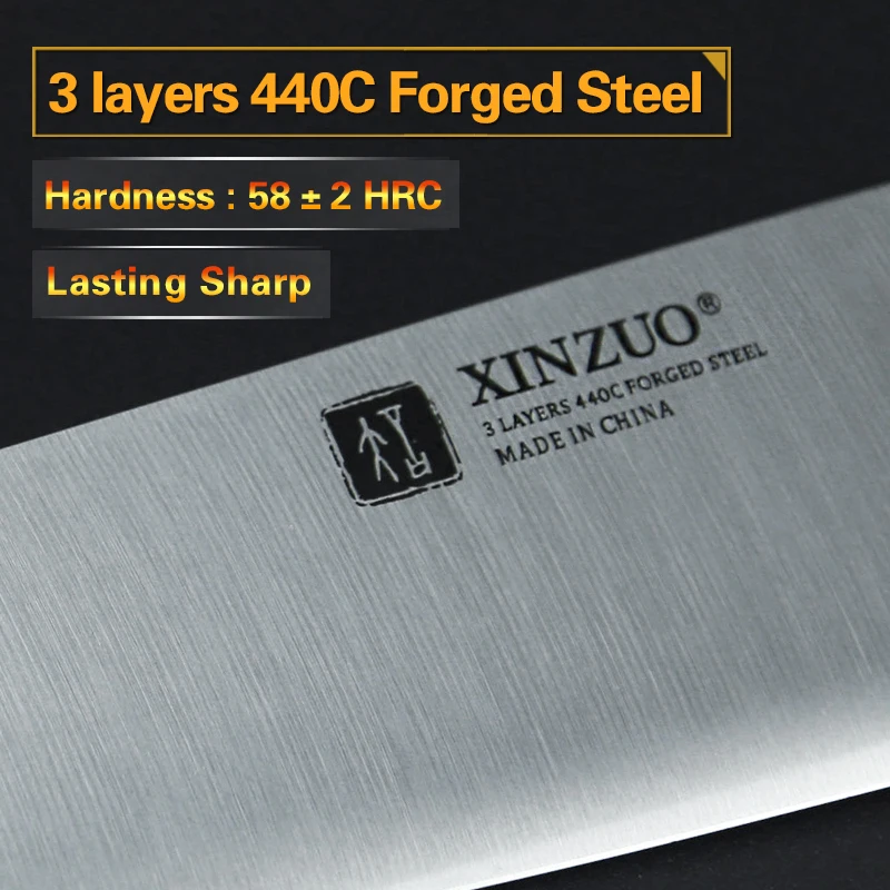 XINZUO 8 ''нож шеф-повара, трехслойные Стальные Кухонные ножи с ручкой Pakkawood, супер острый нож, нож для барбекю, кухонные снасти