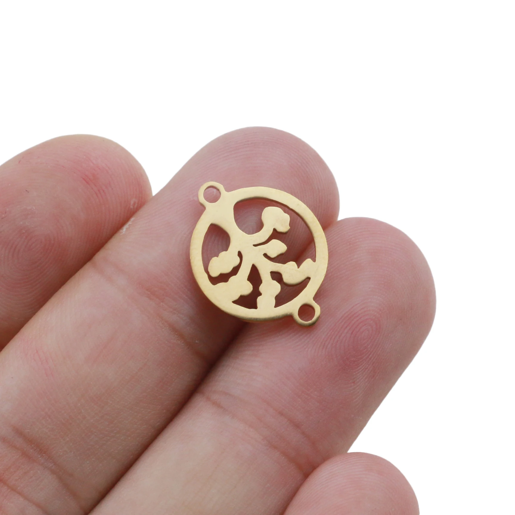 Gold D 10 шт., нержавеющая сталь, жизнь дерева, амулеты, полированная посадка, браслет, соединитель, ожерелье для DIY, ручной работы, для изготовления ювелирных изделий, поставки - Цвет: Gold D