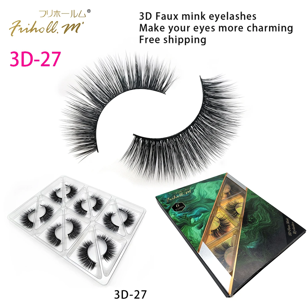 6 пар Friholl. m 3d шелковые продукты для макияжа 5d искусственные норковые ресницы натуральный объем перманентные настоящие норковые 3d накладные ресницы - Цвет: 3D-27