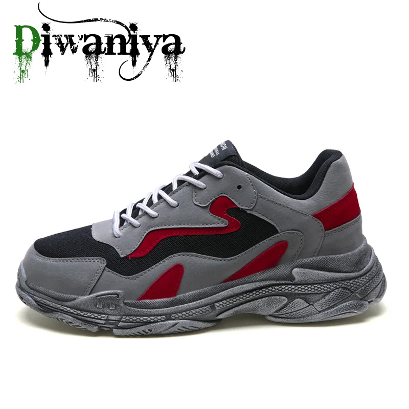 Diwaniya Four Seasons Youth Fashion Trend Shoes Men Casual Ins Hot Sell Sneakers Men New Colorful Dad Shoes Male Big Size 36-45 - Цвет: Gray Red