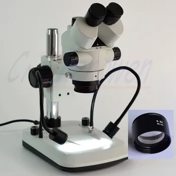 

Free Shipping 3.5X-45X Trinocular Stereo Zoom Microscope Table Stand with Built In Dual Gooseneck Illuminator