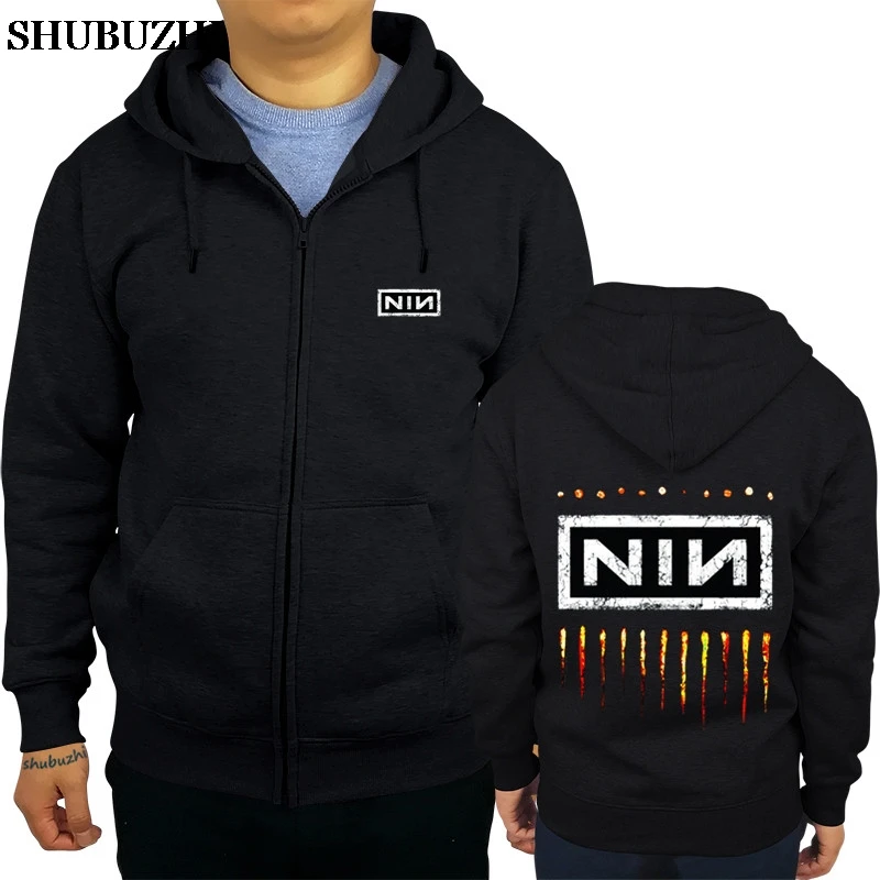 black Мужская толстовка модная осенне-зимняя куртка на молнии NIN с логотипом NIN 2 shubuzhi Мужская спортивная одежда европейский размер - Цвет: black