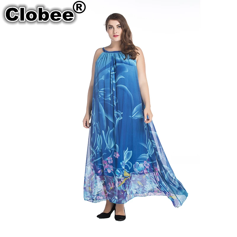 2019 богемное женское летнее платье Slash шеи халат шифон Платье длинное Плюс Размер