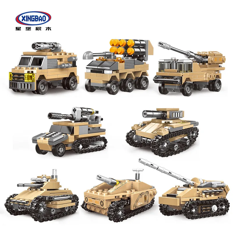 

New Products Xb13005 Military 8-in-1 Emperor Tank Assembling Building Blocks 25 Kinds of Play Children Educational Jigsaw Puzzle
