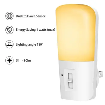 

1 Pair Plug in Night Light Dimmable Dusk to Dawn Sensor Lamp for Bedroom Stairs