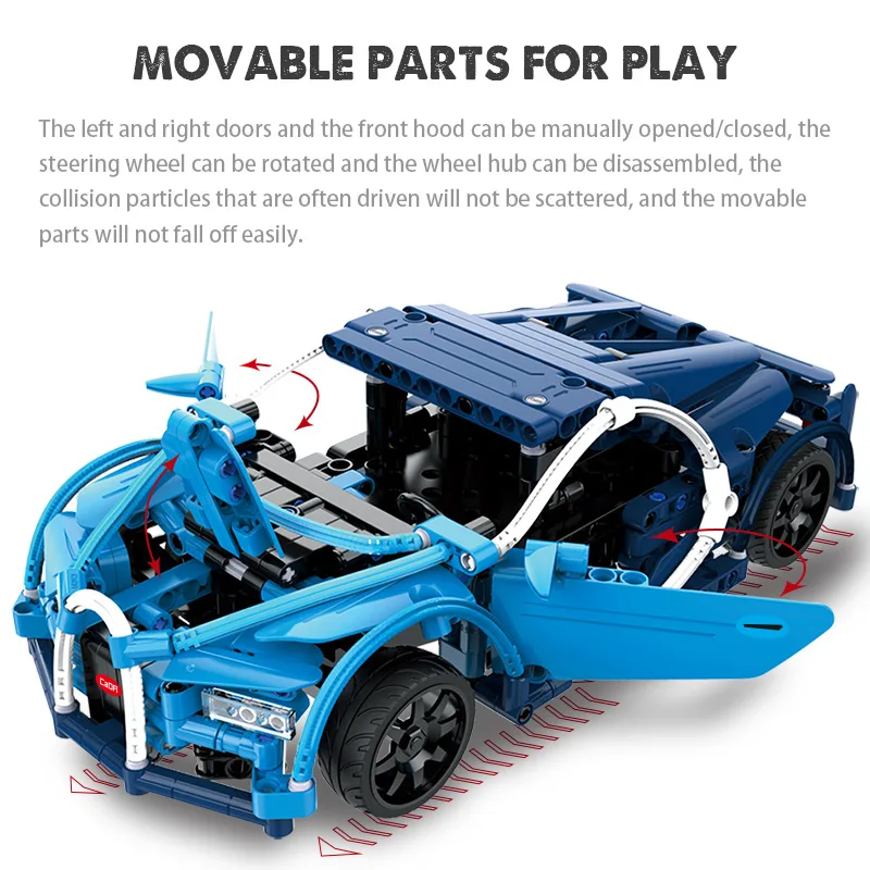 Online Cada 419 Uds RC coches de carreras deportivos azules DIY modelo bloques de construcción legoing city Technic Series Control remoto vehículo juguetes para chico