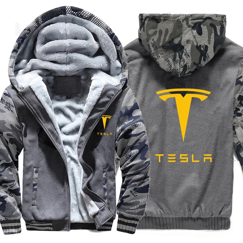As picture7 Tesla автомобильные толстовки с логотипом, зимняя утепленная камуфляжная куртка на молнии с рукавом, мужская и женская флисовая камуфляжная толстовка с капюшоном, толстовки - Цвет: As picture7