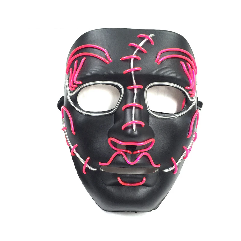 Маска Хэллоуин светящаяся маска EL холодный свет линия маска сшивание Ужасный Призрак Танцевальная вечеринка бар Экологически чистая пластиковая маска - Цвет: A