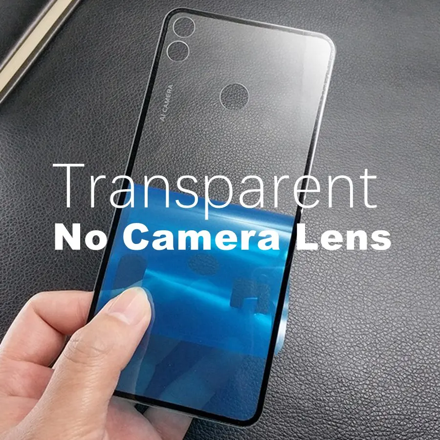 Transparent No Lens Крышка батарейного отсека Honor 8X JSN-L21 Задняя стеклянная панель Задняя Дверь Корпус чехол для HUAWEI Honor 8X Крышка батарейного отсека с объективом камеры - Цвет: Transparent No Lens