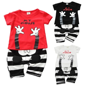 

Mickey Baby Clothing Sets Toddler Boy Clothes T-shirt Tops + Pants 2PCS Outfit Unisex Kids Clothing Sets Mickey Girls Clothes