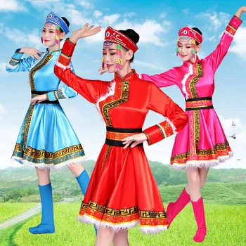 

Mongol Ethnic Minority Woman Show Serve Adult Inner Mongolia Robe Ethnic Minority Dance Clothing Bonfire Evening Party