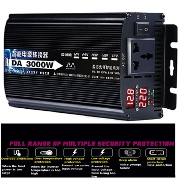 

Inverter 12V / 24V 220V 3000W voltage transformer pure sine wave power inverter DC12V to AC 220V converter + 2 LED display 50HZ