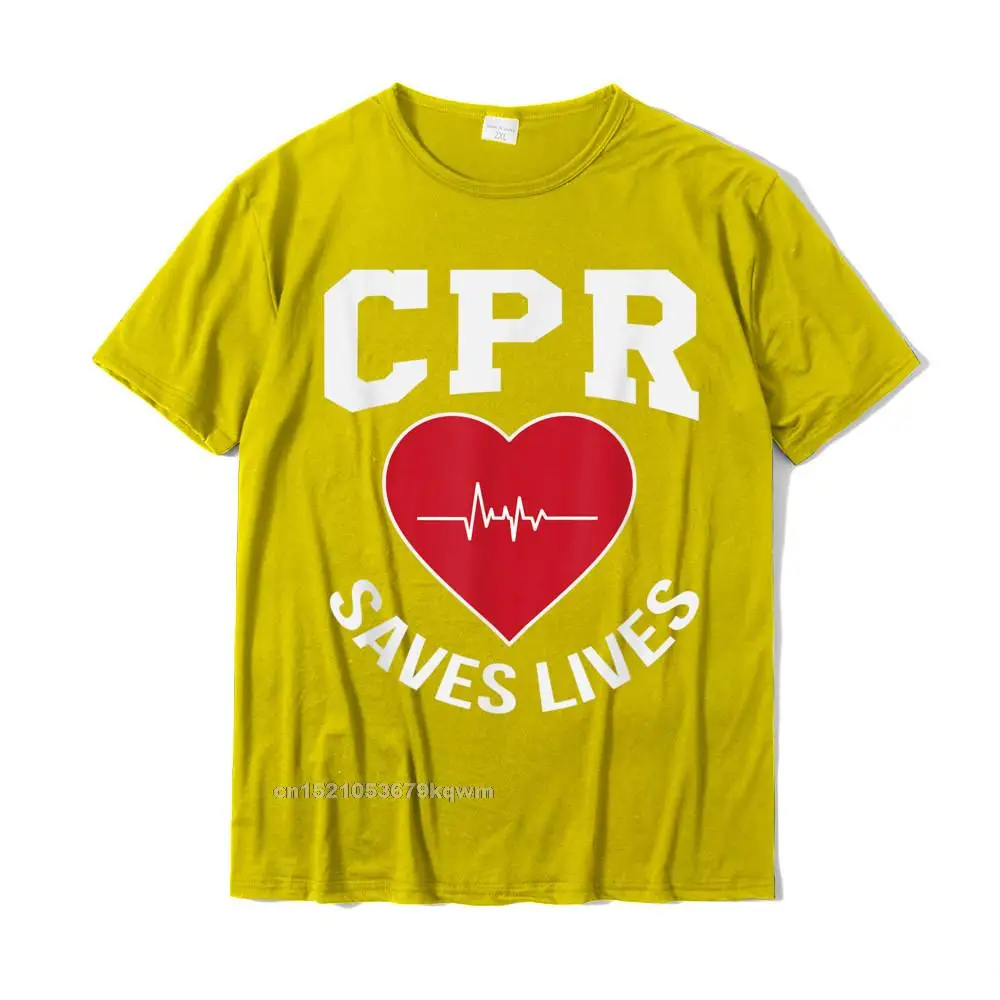 Cool Coupons Short Sleeve Summer Top T-shirts 100% Cotton O Neck Man Tops Shirts Summer Tee Shirts Summer Fall CPR Saves Lives design EMS Gift Paramedic EMT Nurse T-Shirt__3193 yellow