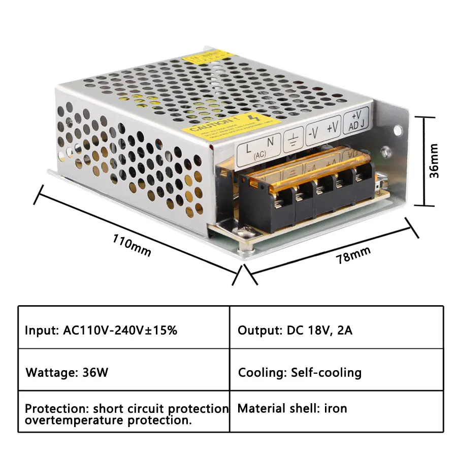 18V 2A Трансформаторы освещения 18 V 2A 3A 5A 10A 20A источник питания 18 V вольт блок питания адаптер alimation 220v to 12v светодиодный драйвер - Цвет: 18V 2A