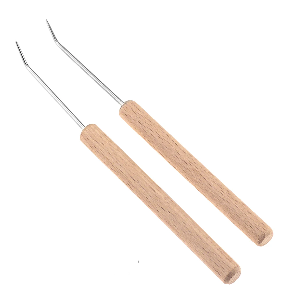 2 Pcs/Set 15cm Length Solid Wood Bending Needle Wooden Knitting Loom Hook DIY Tools Sewing Crochet Fittings