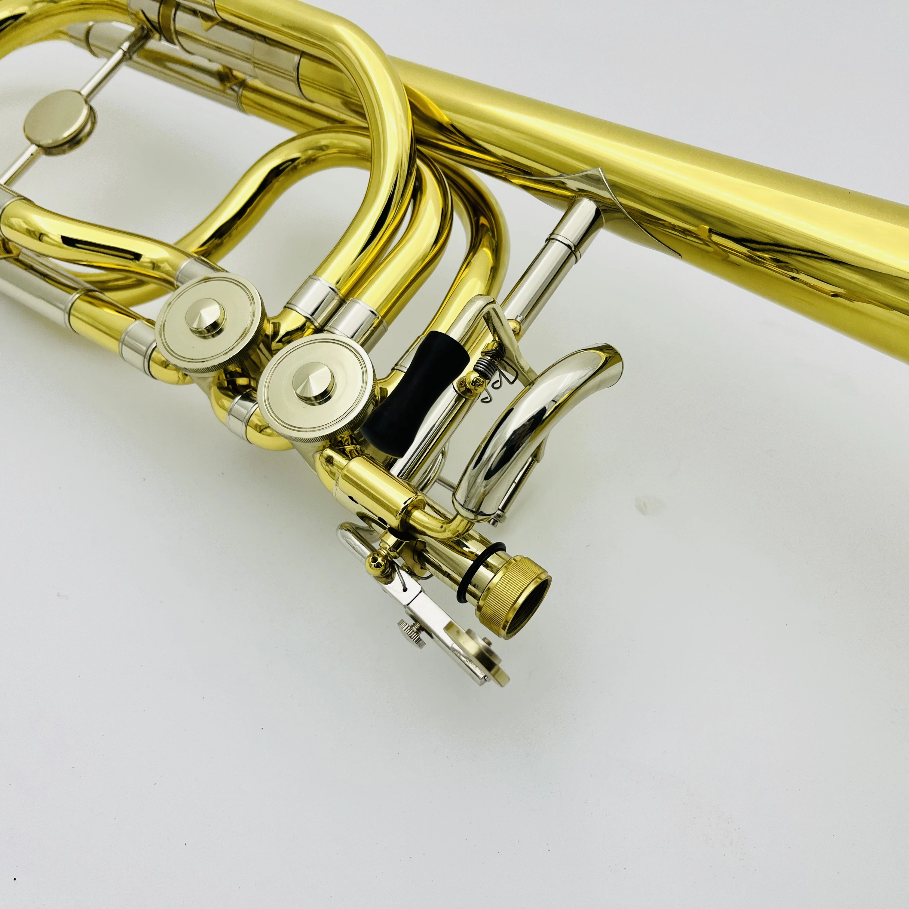 High Quality Trombone Bb/f Brass Plated Double Piston Real Pictures With Case Accessories