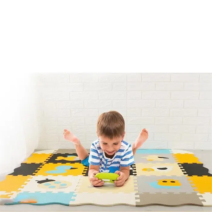 Baby Foam Play Mat Animal Printed Crawling Pad With Fence Kids Multicolor Room Decor