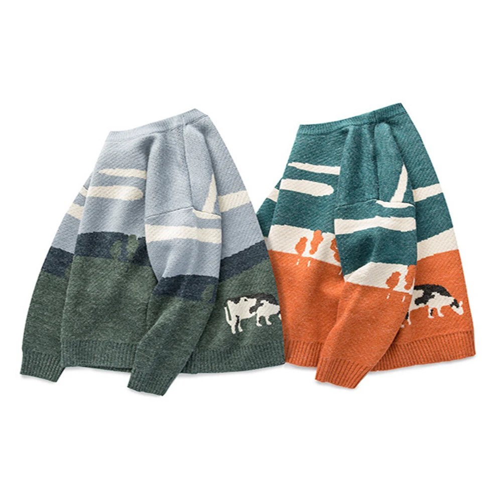 Винтажный свитер TSINGYI из коровы для мужчин и женщин Осень-зима мультяшное облако